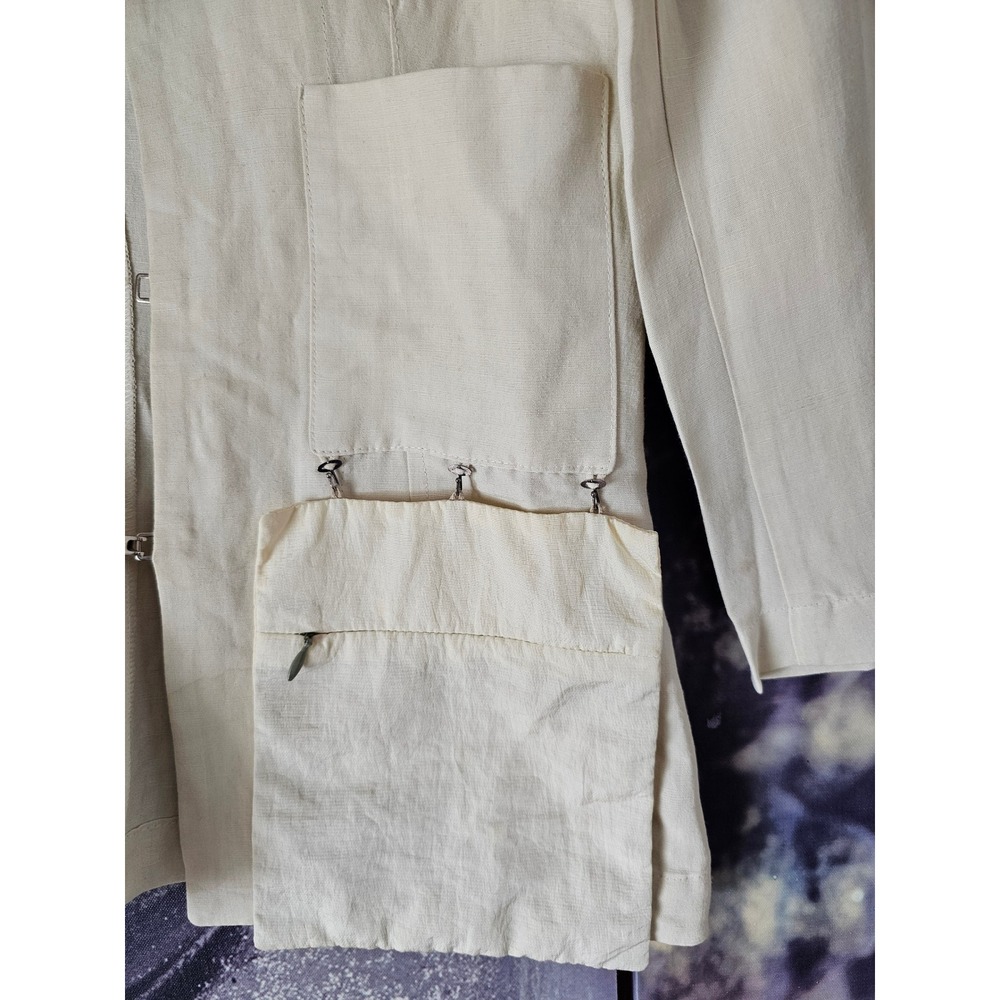 Martine Douvier Paris Off White Linen Avant Garde Hook Closure Blazer Jacket - Picture 3 of 8